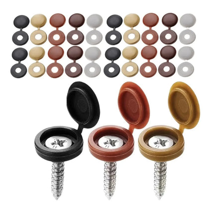 10/100Pcs Plastic Protective Covers - Phillips Screw Decorative Caps, 7 Colors Cross Screw Folding Cap for Nails and Screws
