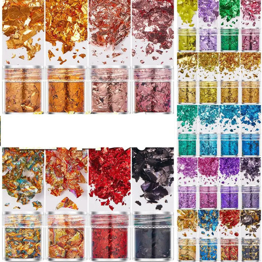 4 Bottles Gold Foil Flakes - Epoxy Resin Craft, Jewelry Making & Nail Art Decoration Supplies