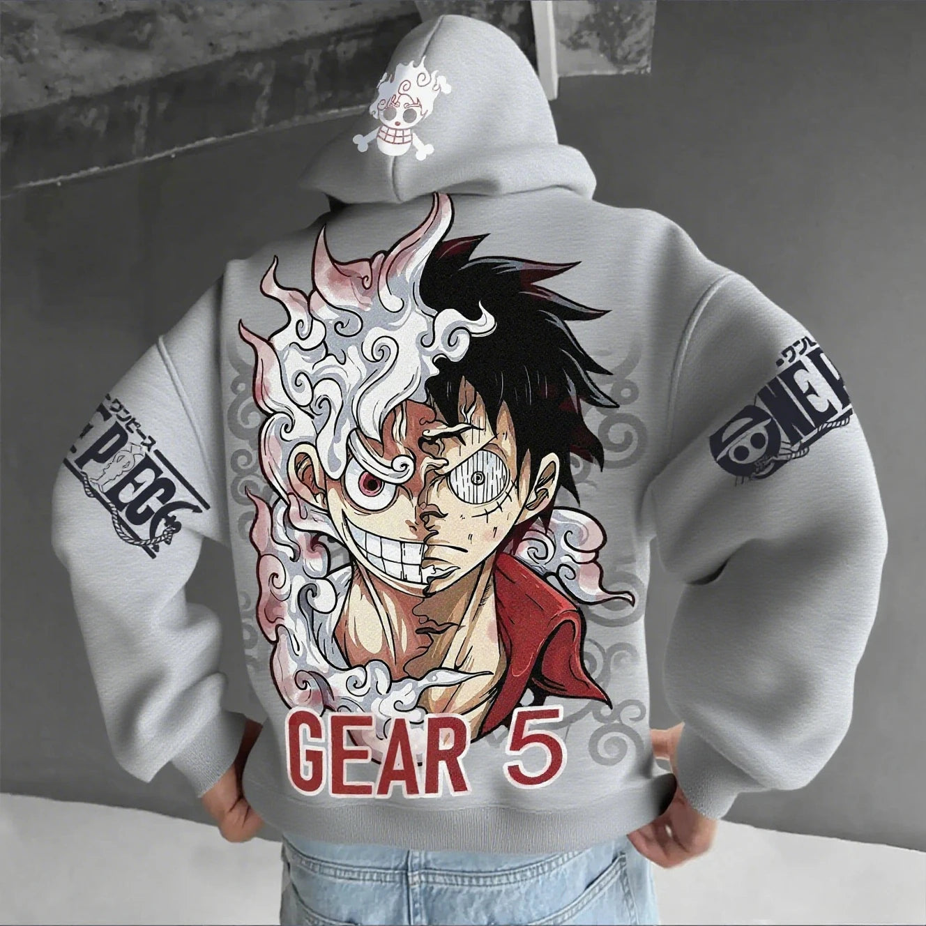 One Piece Luffy Gear 5 Anime Hoodie – Unisex Streetwear Pullover Sweatshirt