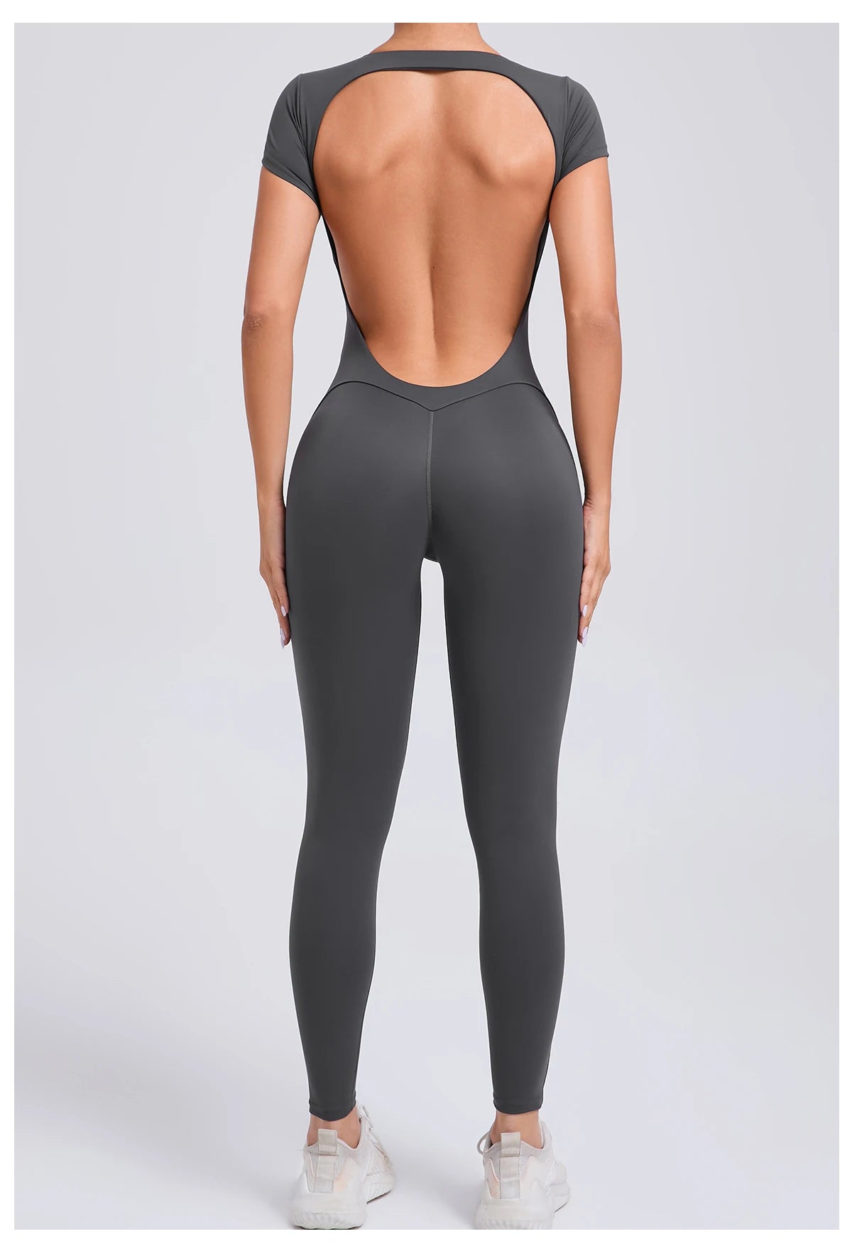 Women’s One-Piece Padded Backless Yoga Romper – Quick-Dry Workout Bodysuit & Sports Jumpsuit