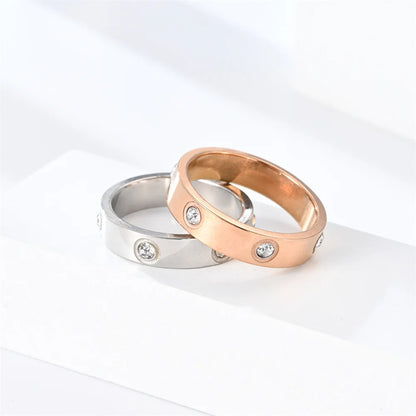 Classic Stainless Steel Diamond Ring — Unisex Fashion Jewelry Gift, Sizes 5-11 for Men & Women
