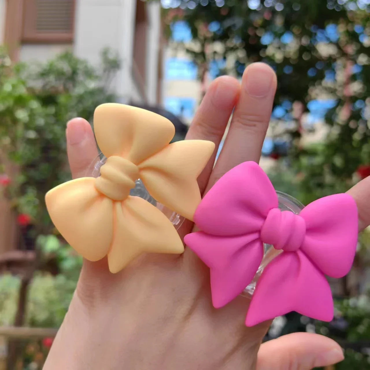 Cute Macaron Color Bow-Knot Smart Tok – Universal Phone Holder, Korean Style Grip Stand, Lazy Bracket for Smartphones