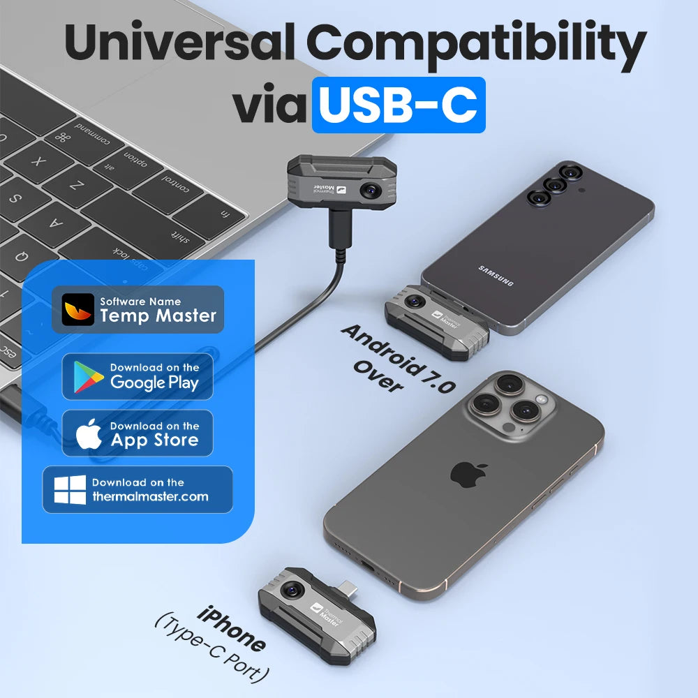 P1 Thermal Imager - USB-C 320×240 X³IR Infrared Camera for iPhone & Android, 25Hz, 600°C Temperature Range for Inspection