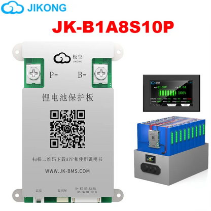 JK BMS 100A 8S 24V Smart Battery Management System - 1A Active Balance LiFePO4 & Li-Ion BMS with RS485, CAN, Bluetooth & App Support