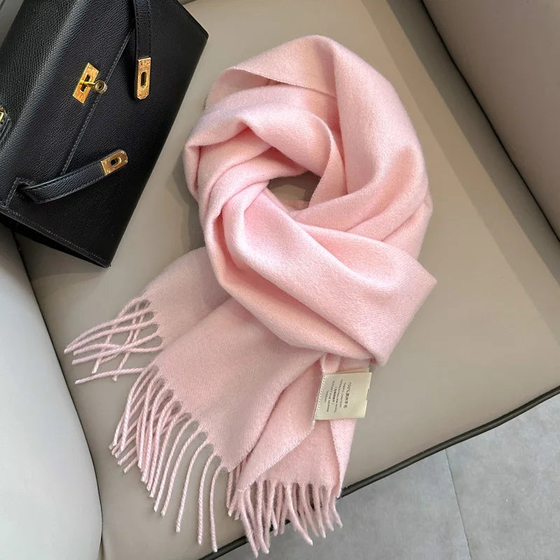 Winter Narrow Wool Scarf – 28 Colors, 100% Wool Solid Color Unisex Scarf for Men & Women, Warm and Cold-Proof