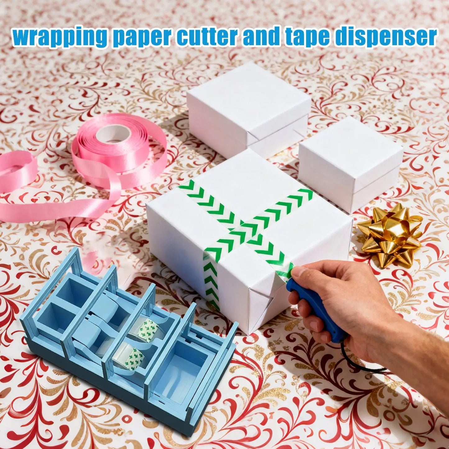 Extendable Tape Dispenser & Cutter — Portable Desktop Tool for Wrapping, Mending & Labeling, Home & Office Organizer