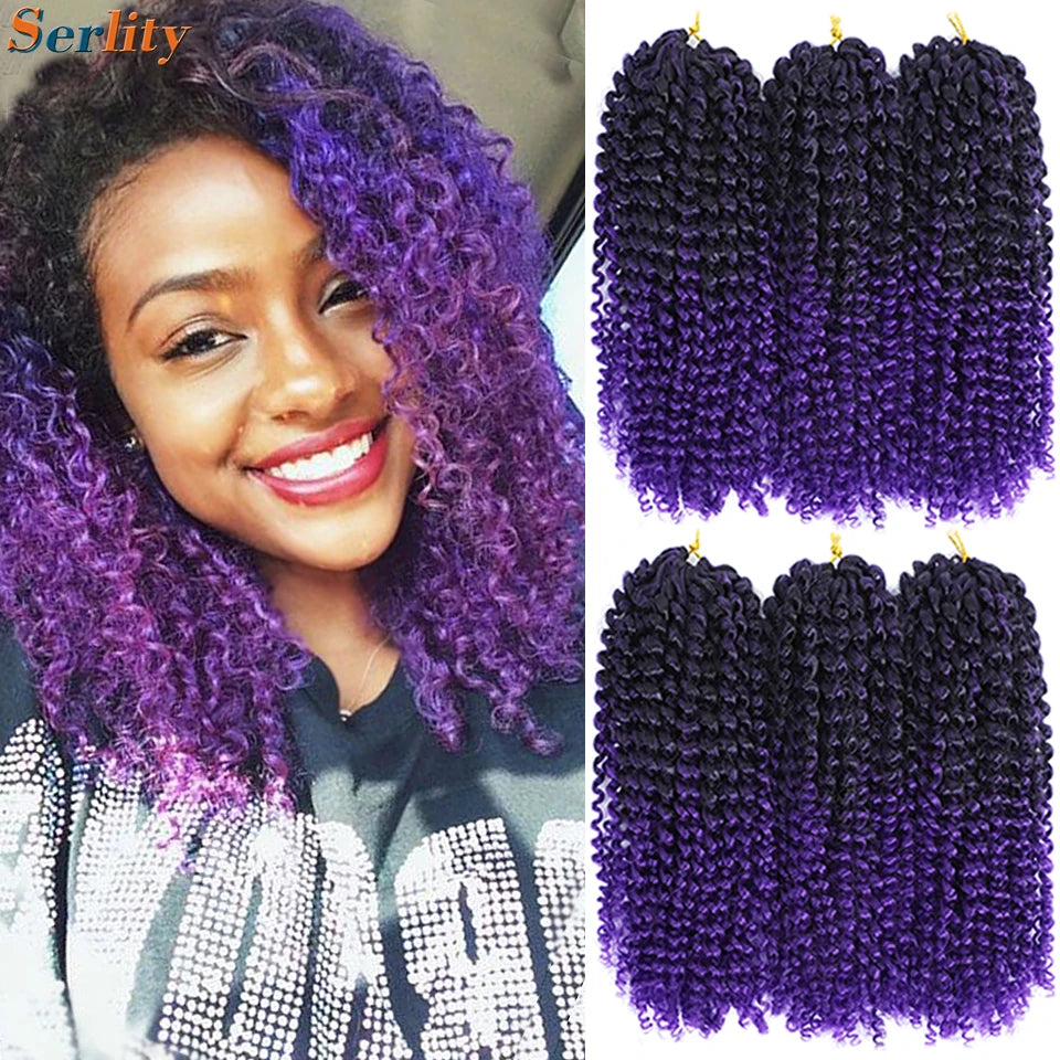 Kinky Curly Crochet Hair Extensions 8–12 Inch – Marlybob Jerry Curl Synthetic Afro Curly Hair, Short Passion Twist Braiding Crochet Hair for Women