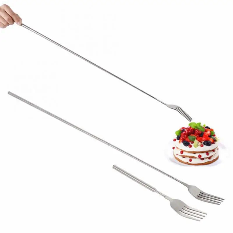 Telescopic BBQ Extendable Fork - 64CM Long Handle, Multipurpose Dinner and Fruit Fork for Meat and Desserts, Kitchen Accessory