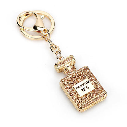Creative Rhinestone Car & Bag Keychain — Full Diamond Perfume Bottle Pendant for Women’s Accessories