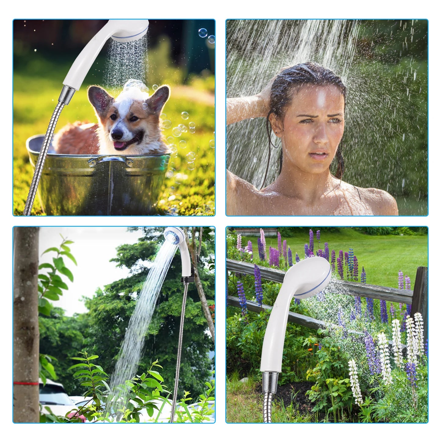 Portable Camping Shower | USB Rechargeable Electric Pump | Ideal for Camping, Car Washing, Gardening, and Pet Cleaning