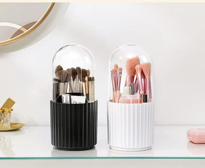 360° Rotating Makeup Brush Holder with Lid – Organizer for Vanity, Desktop, Countertop & Dresser Table