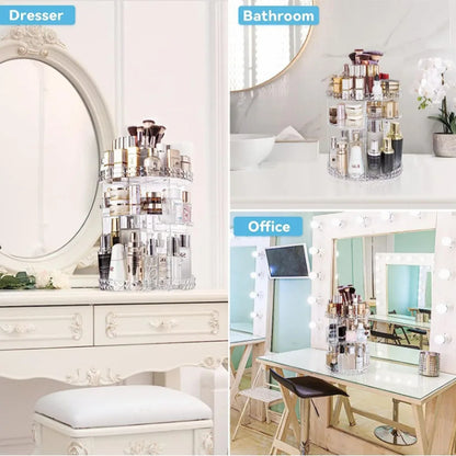 360° Rotatable Cosmetic Organizer: Adjustable Storage Display Case - Easy Assembly, Perfect for Your Cosmetics