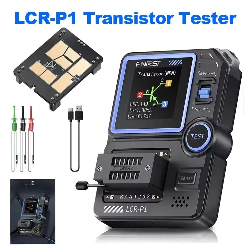 FNIRSI LCR-P1 Transistor Tester - Multifunctional LCR ESR Meter for Diode, Triode, Capacitance & Resistance Testing