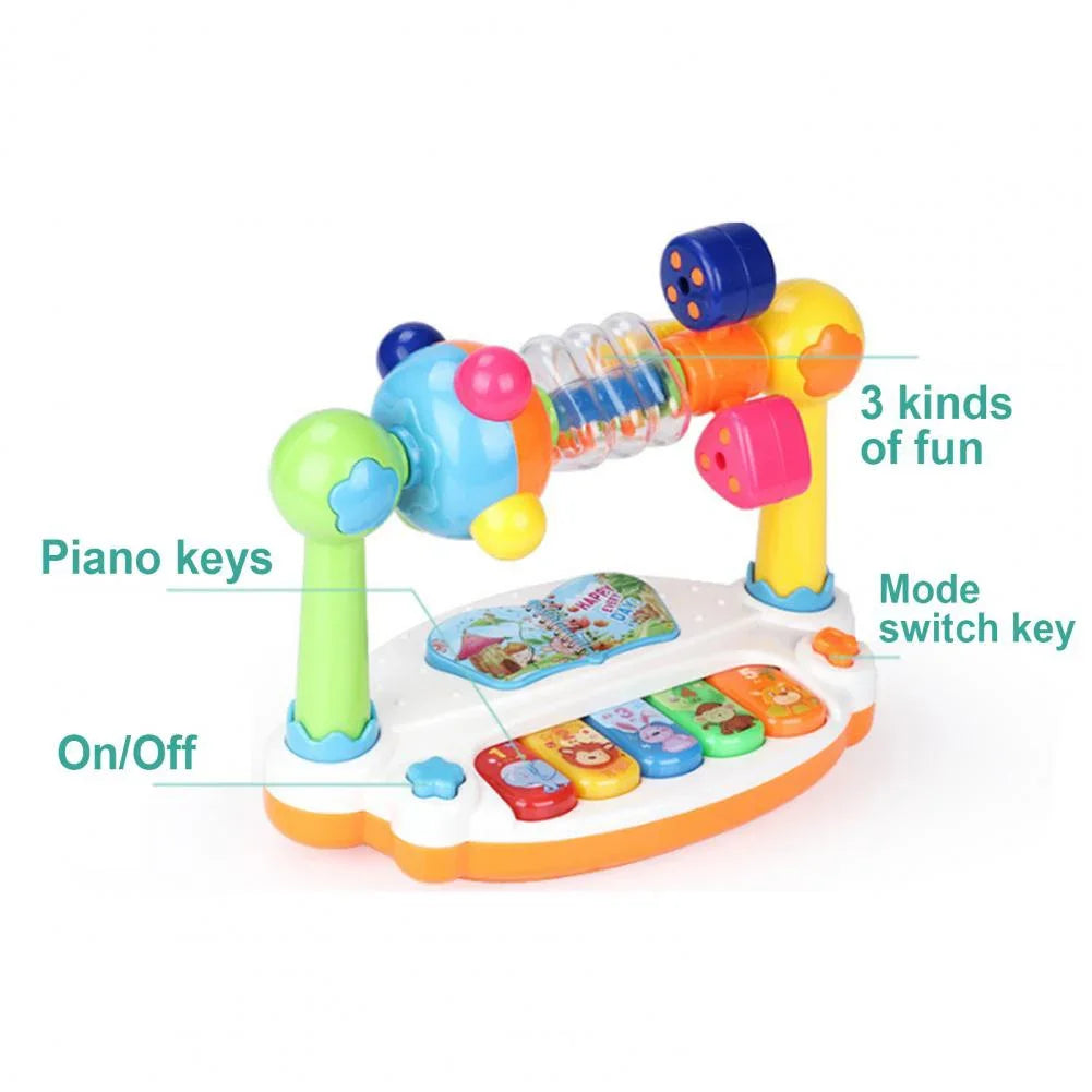 Kids Rotating Piano Keyboard - Musical Toy with Lights and Sounds for Toddlers & Early Learning