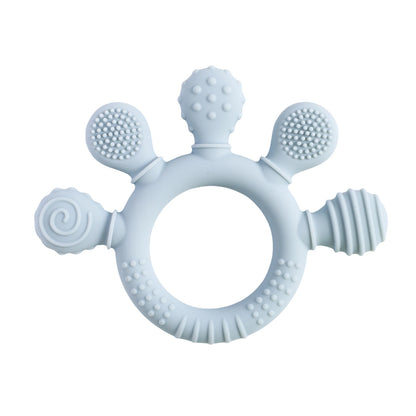 Baby Silicone Teether Toy - Cartoon Rattle Gum Relief Infant Teething Accessory for 0-12 Months