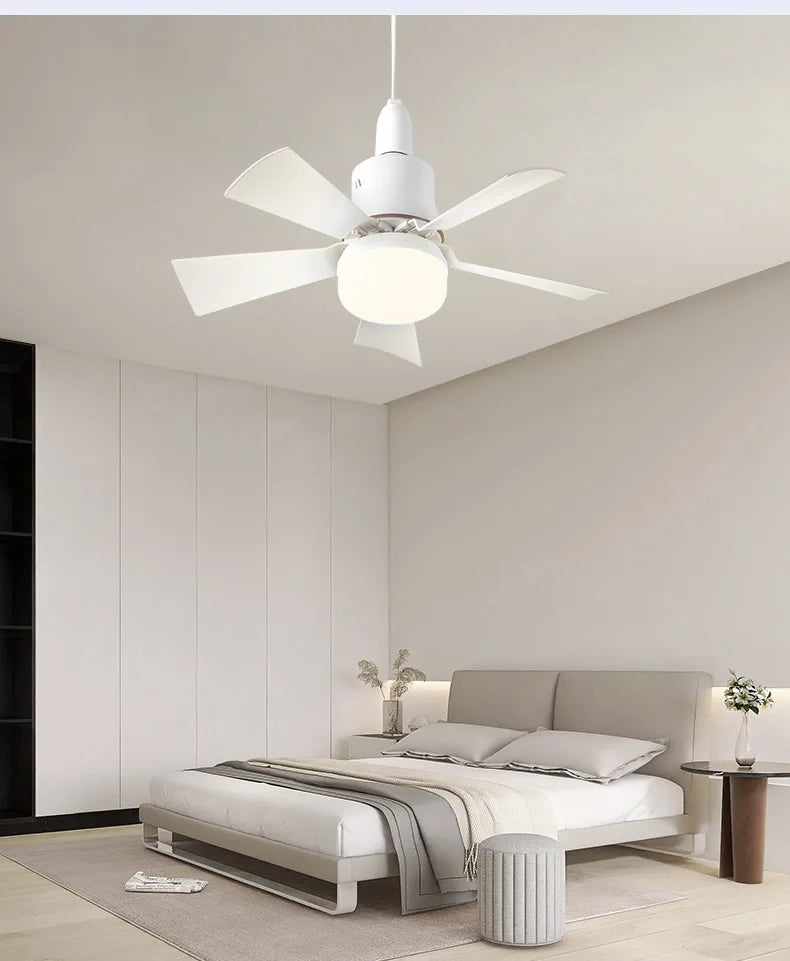 30W Ceiling Fan with LED Light – Dimmable Remote Control, E27 Base Smart Fan for Bedroom & Living Room