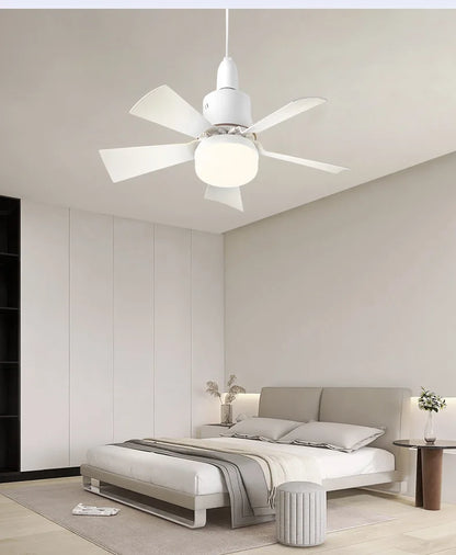 30W Ceiling Fan with LED Light – Dimmable Remote Control, E27 Base Smart Fan for Bedroom & Living Room