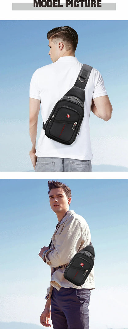 SWISS Men’s Chest Bag – Outdoor Waterproof Shoulder Crossbody Bag, Large Space, Practical & Durable Sling Bag for Men