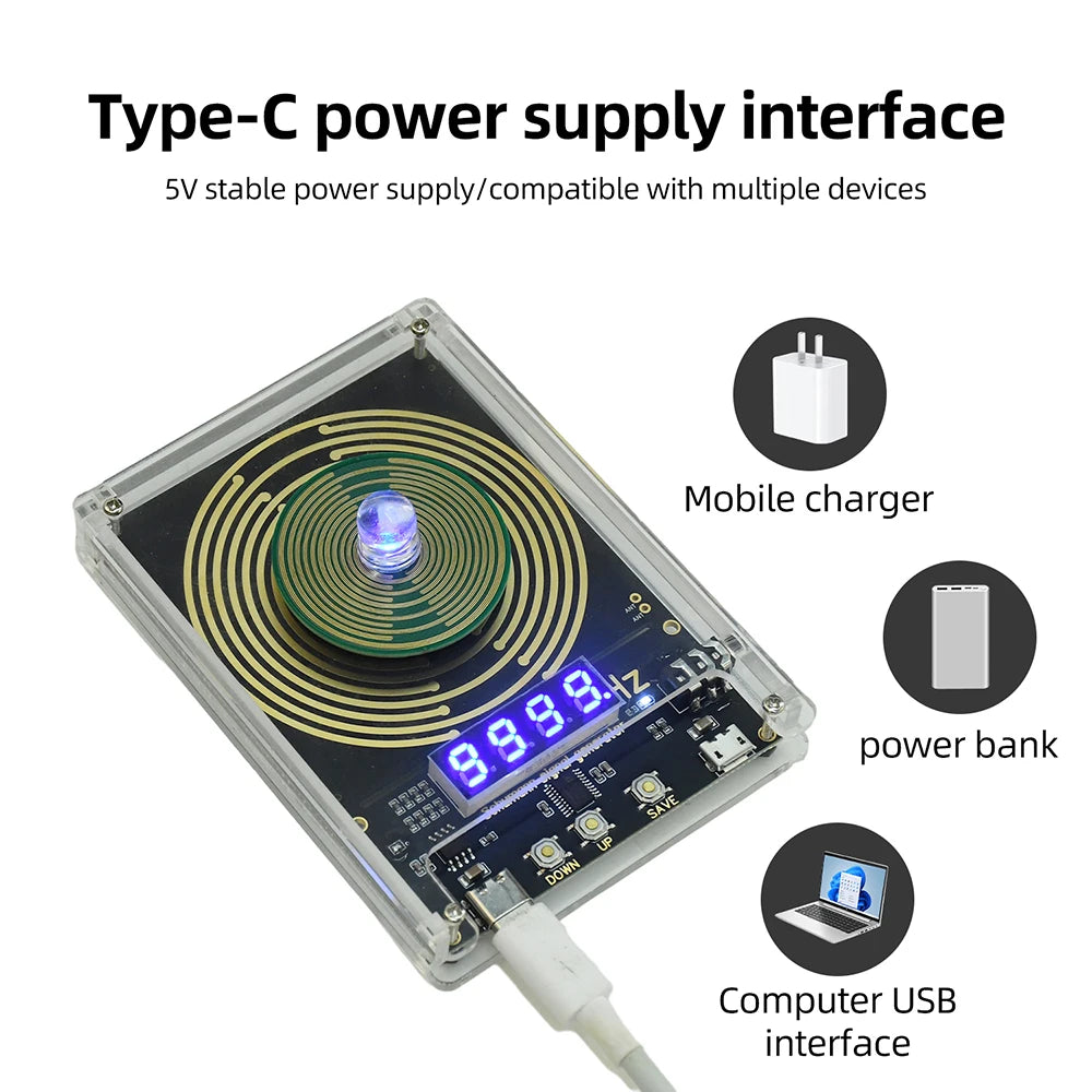 7.83Hz Schumann Wave Generator - Adjustable 0.01–99999Hz Sine Wave Signal Generator with USB-C Interface