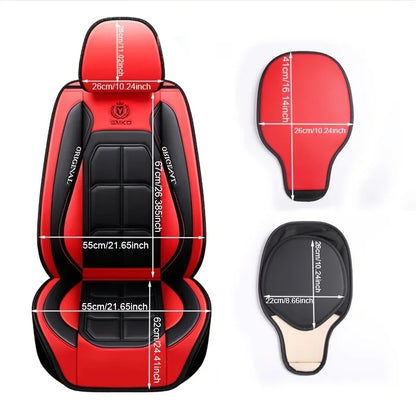 Universal Full Leather Car Seat Cover - All-Season Driver & Passenger Seat Cushion Pad