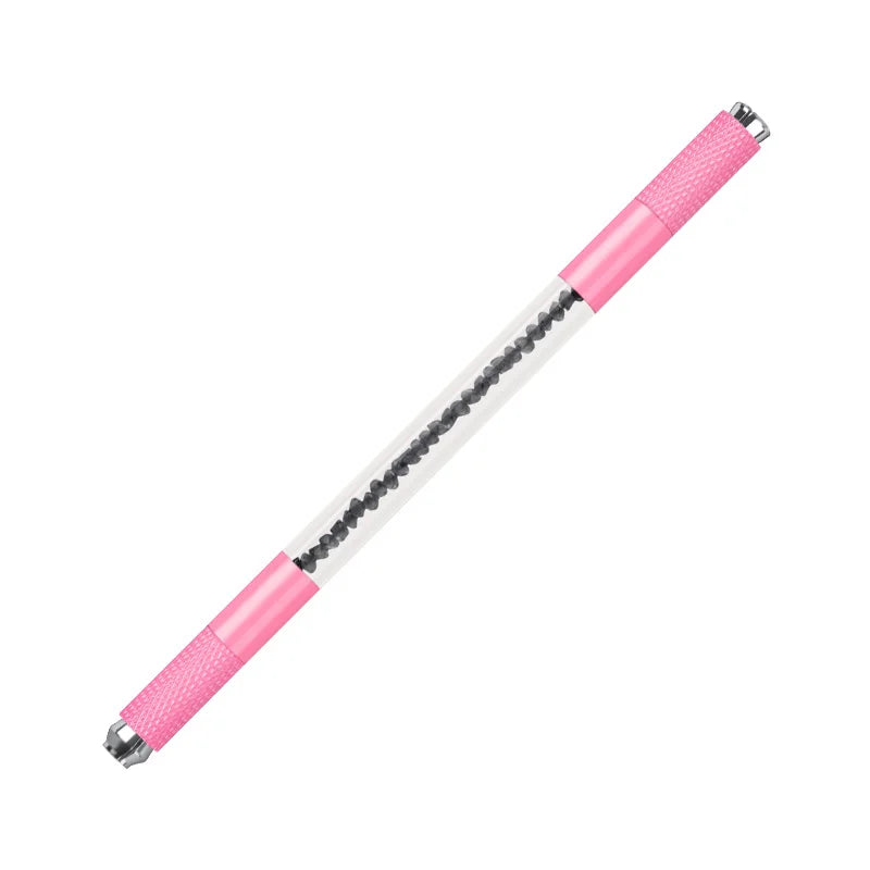 Manual Double-Ended Crystal Acrylic Microblading Pen – Permanent Makeup Eyebrow Tattoo Tool for Flat & Round Needles