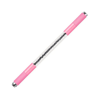 Manual Double-Ended Crystal Acrylic Microblading Pen – Permanent Makeup Eyebrow Tattoo Tool for Flat & Round Needles