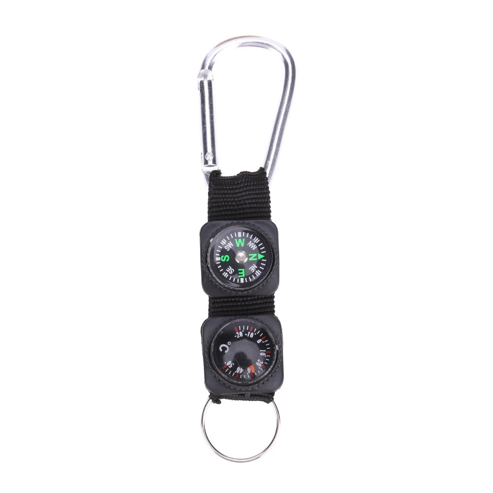 3-in-1 Climbing Compass Keychain - Camping Survival Tool with Compass, Thermometer and Hanging Clip for Hiking & Mountaineering