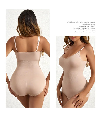 Women's Solid Seamless Shapewear Bodysuit - Tummy Control, Butt Lifting Slimming Body Shaper Underwear
