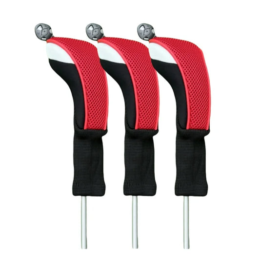 3PCS Red Golf Hybrid Headcovers – Long Neck UT Club Covers for Golf Clubs