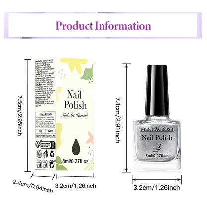 8ml Metallic Mirror Effect Nail Polish – Fast Drying Long-Lasting DIY Manicure Art, No Lamp Cure Nail Supplies