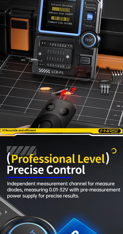 FNIRSI LCR-P1 Multifunctional Transistor Tester & LCR ESR Multimeter for Diodes, Capacitance, Resistance