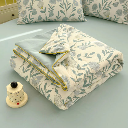 Washed Double Gauze Quilt – Lightweight Summer Comforter with Soya Fibre Filling, Soft & Breathable for Queen Size