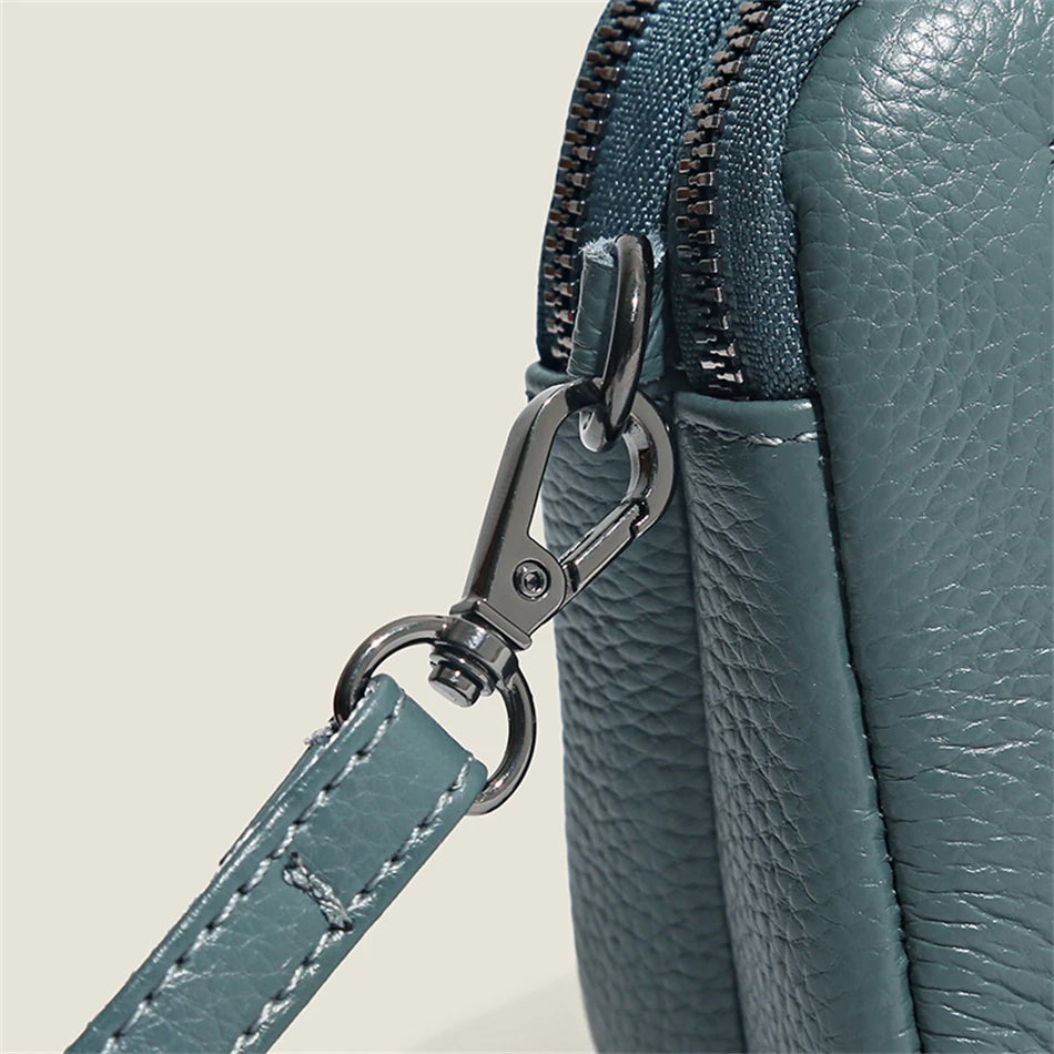 Luxury Genuine Leather Women's Crossbody Bag – Solid Color Shoulder Bag, Clutch & Messenger Purse