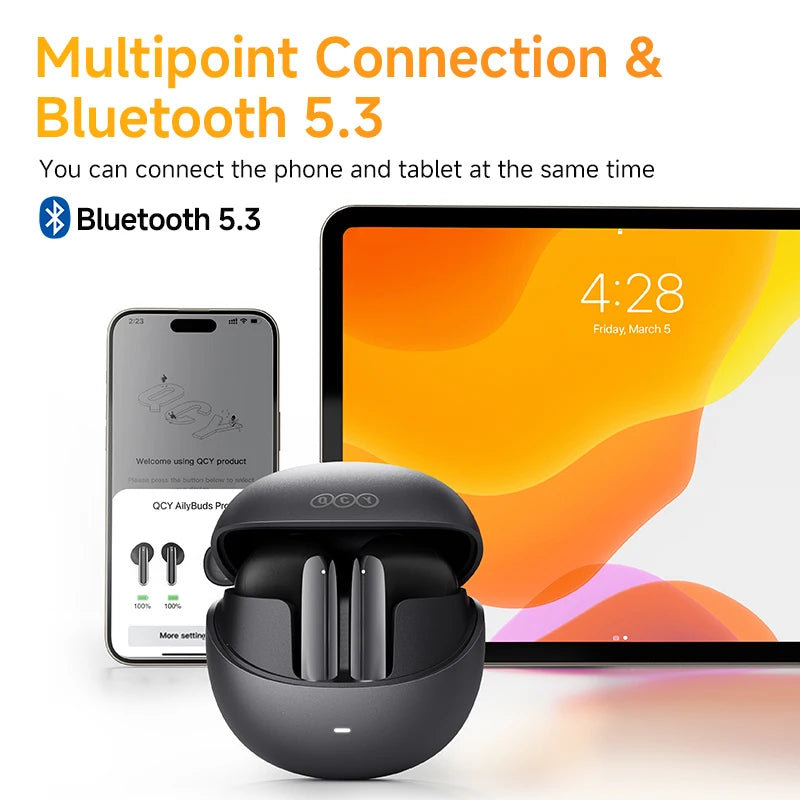 QCY HT10 AilyBuds Pro+ ANC Earbuds - Bluetooth 5.3 Wireless Hi-Res LDAC Earphones with AI Call & Multipoint Connection