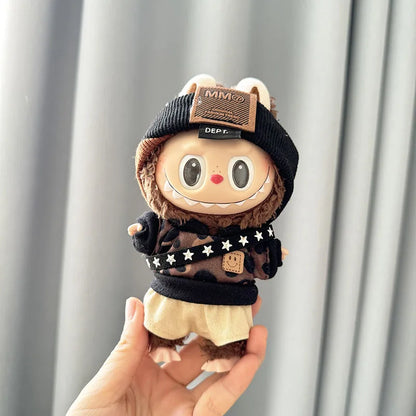 17cm Mini Labubu Doll Clothes — Korea V1 V2 Idol Outfit with Pit Strip Climbing Suit | Doll Accessories Gift