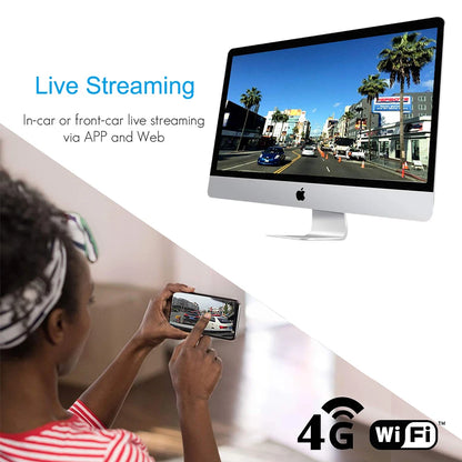 Jimi JC400P 4G Car Camera – 1080P Dual Cameras, GPS Tracking, Wifi Hotspot, Live Stream, DVR Dash Cam with Free App