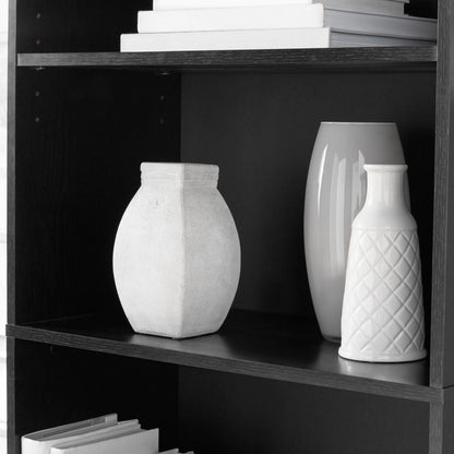 5-Shelf Adjustable Bookcase – True Black Oak Storage Shelf Unit