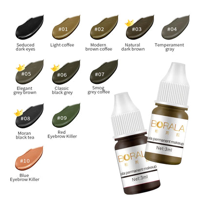 Borala 26 Colors 3ML Permanent Makeup Pigments – Tattoo Pigments for Lips, Eyebrows & Eyeliner, Sample Size for Beauty Art