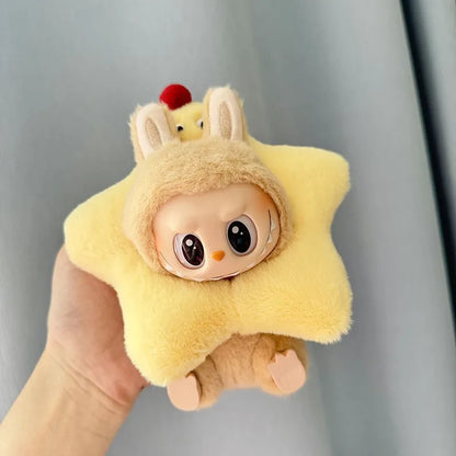Mini Winter Plush Outfit for Labubu V1–V3 Dolls – Santa, Snowman & Elk Sweater Hat Set, New Year Gift