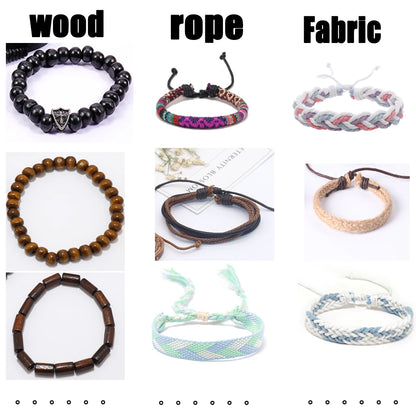 10PCS Random Style Men's & Women's Webbing, Rope & Leather Bracelets - Classical Festive Gift for Women (Varied Designs)