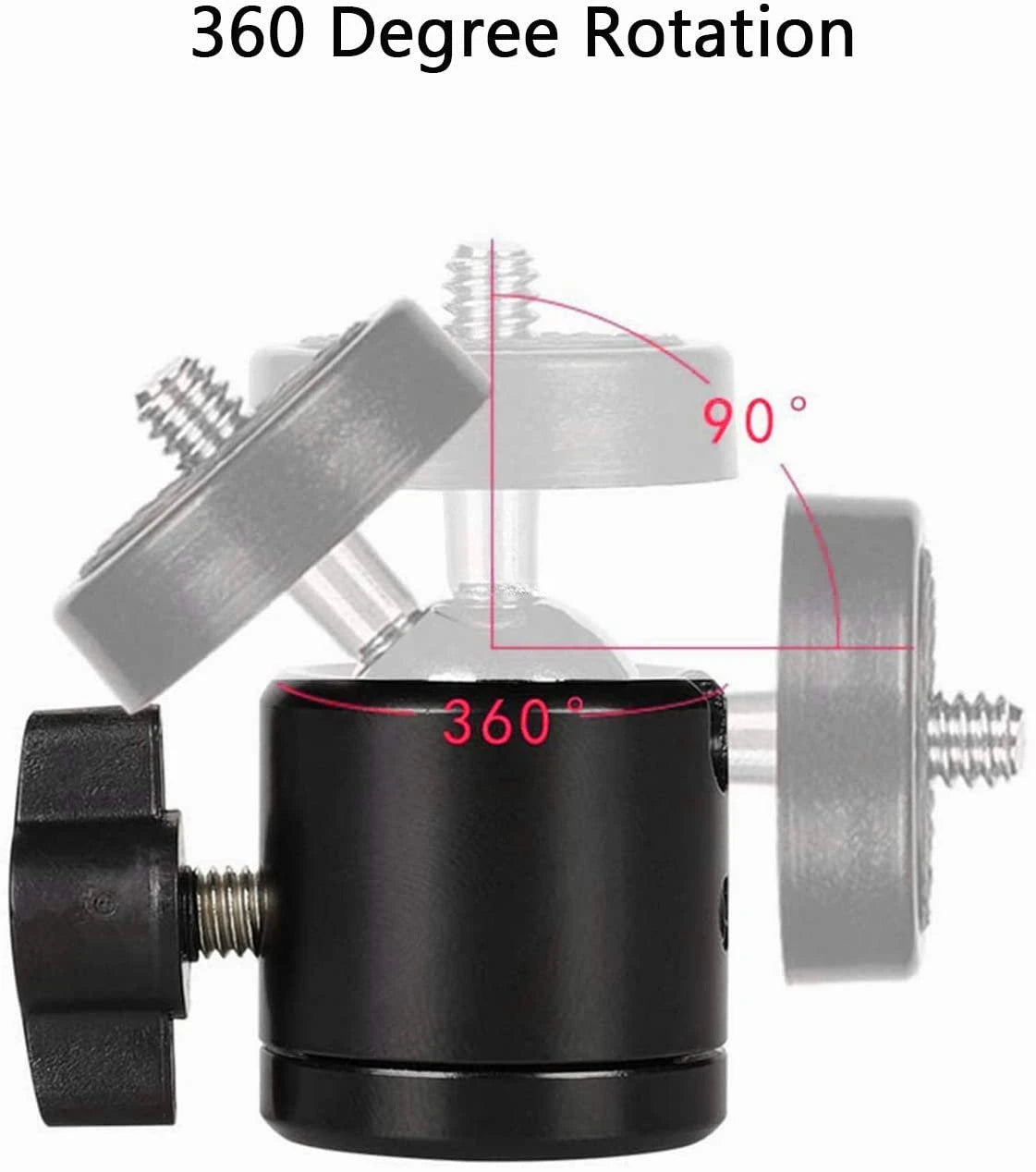 1/4" Ball Head Screw Tripod Mount - 360° Rotating Base Adapter for DSLR Camera, Tripod, Monopod & Camcorder