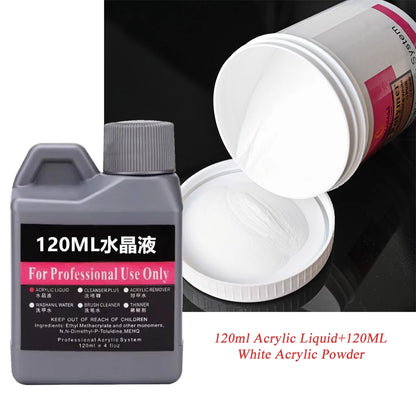 120ml EMA Polymer Acrylic Liquid & Powder - Pink Nail Builder for Dipping, Carving, Acrylic Powder, and Nail Tip Extensions