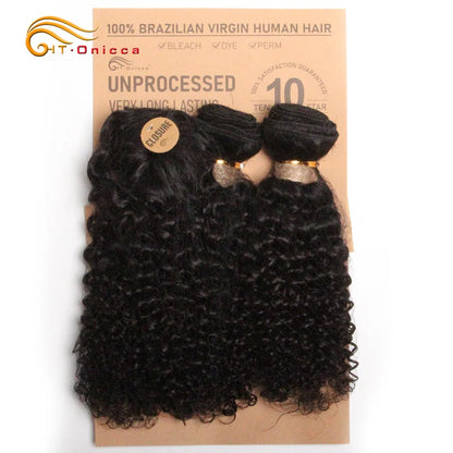 Kinky Curly Human Hair Bundles with Closure – Short Indian Hair Bundles with Circular Closure