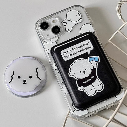 Cute Dog Cartoon Magnetic Phone Card Holder – Back Case Wallet for iPhone 15/14 with MagSafe Slot for ID & Bank Cards