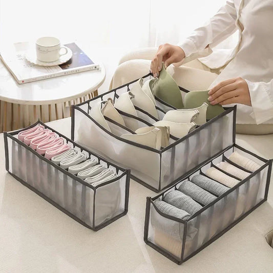 Foldable Underwear Drawer Organizer - Closet Storage Box Divider for Underpants, Socks, Bras & Clothing Accessories