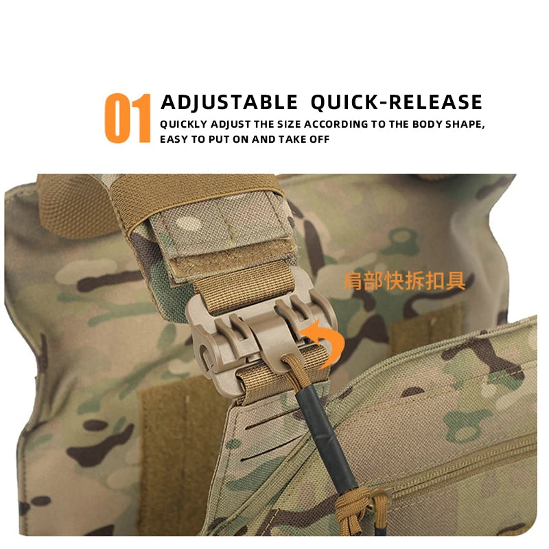 New 6094 Tactical Vest – Quick Detachable, Lightweight Laser-Cut Combat Gear with Protective Plate Carrier