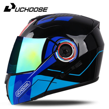New Full Face Motorcycle Helmet – Racing Helmet with Double Sun Visor & Flip-Up Double Lens for Men & Women, DOT Certified