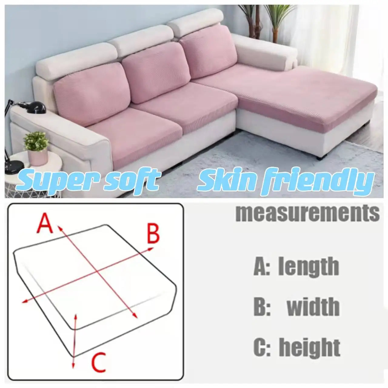 Polar Fleece Sofa Cushion Cover - Elastic Furniture Protector Slipcover for Living Room Sofa Chair Pet Kids Mat 10 Sizes