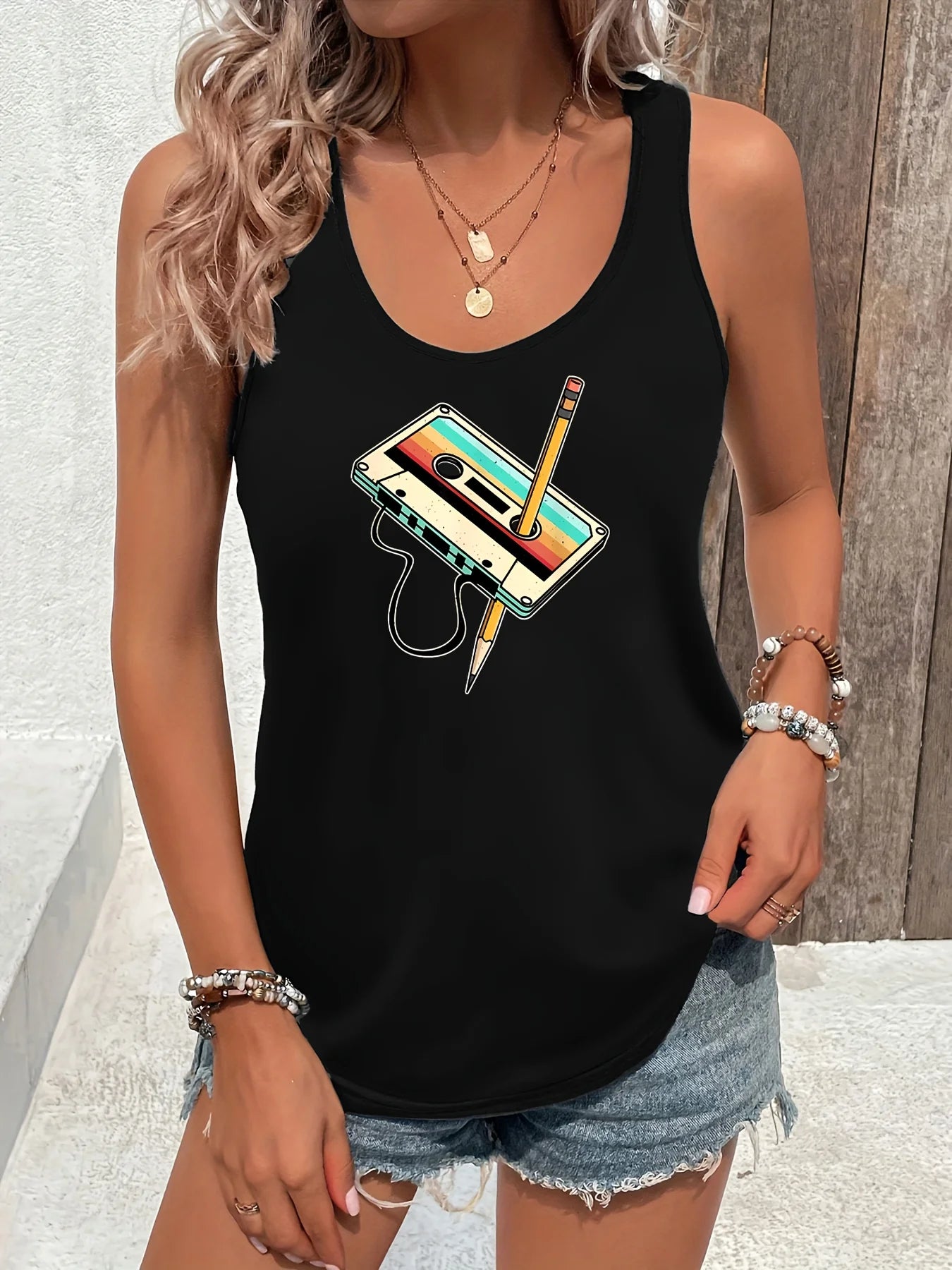 Women’s Summer Dream Catcher Printed Vest Top – Loose Fit Mesh Sleeveless Casual T-Shirt for Comfortable Wear