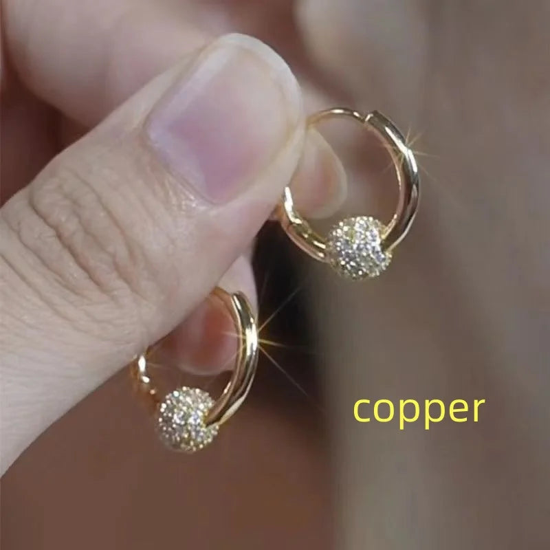 French Retro Drop Earrings – Glazed Semi-Circular Zircon Inlaid Luxury Earrings for Women, Perfect Party Jewelry